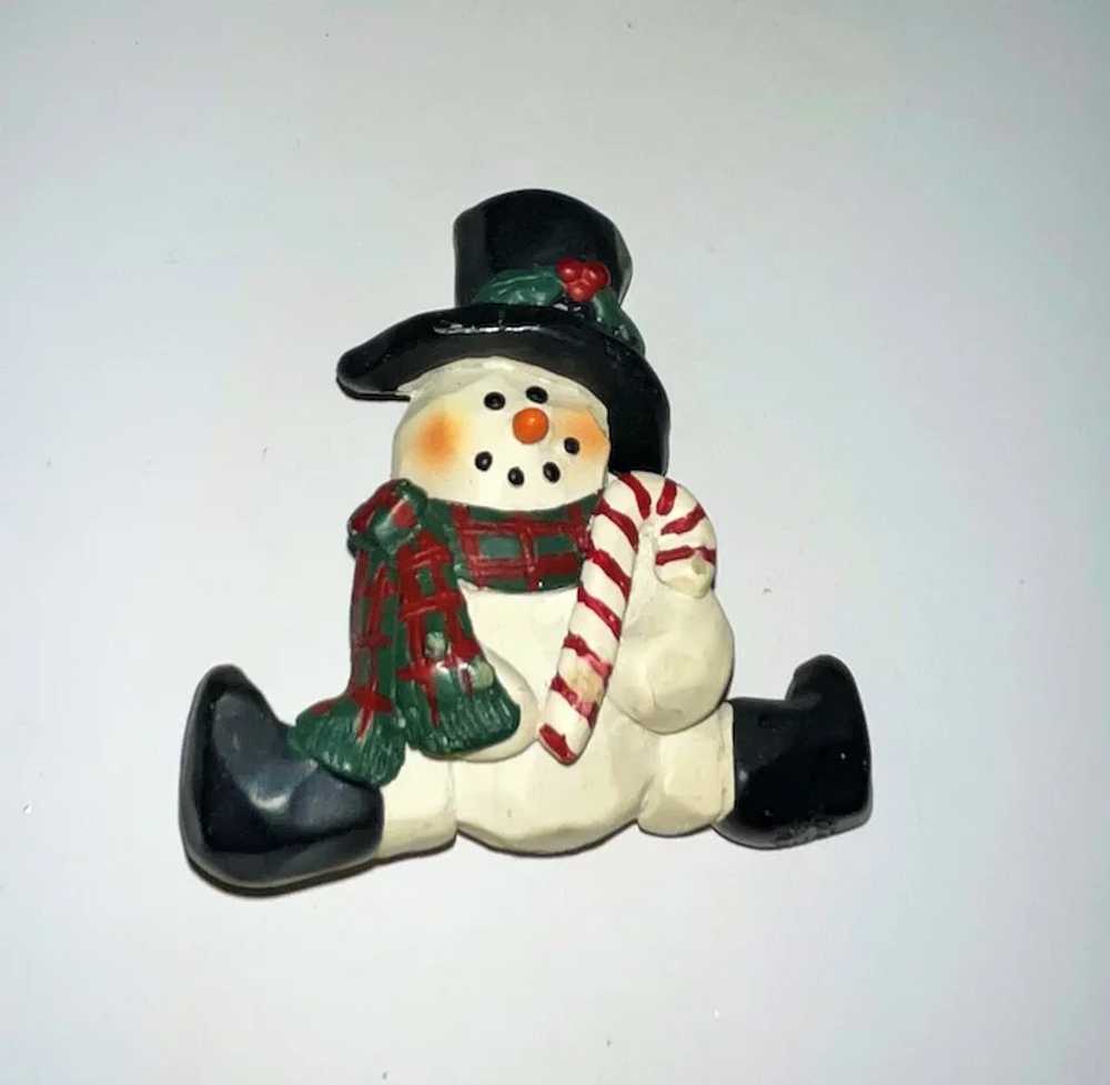 Cute Snowman in a Hat and Boots Resin Brooch with… - image 6