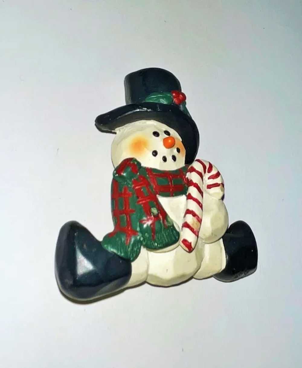 Cute Snowman in a Hat and Boots Resin Brooch with… - image 7