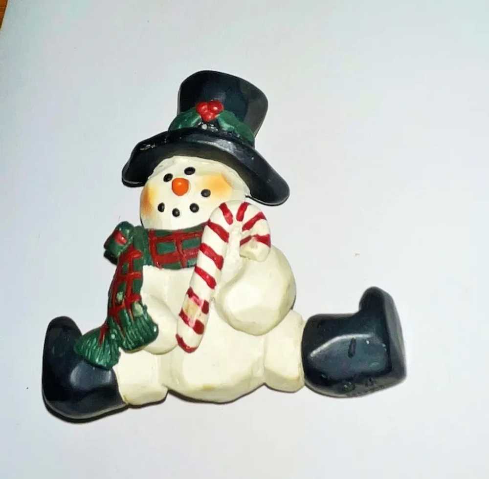 Cute Snowman in a Hat and Boots Resin Brooch with… - image 8