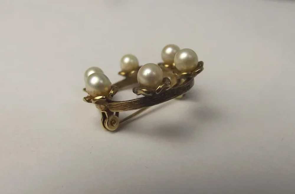 1980 London 9ct Yellow Gold & Pearl Brooch - image 2