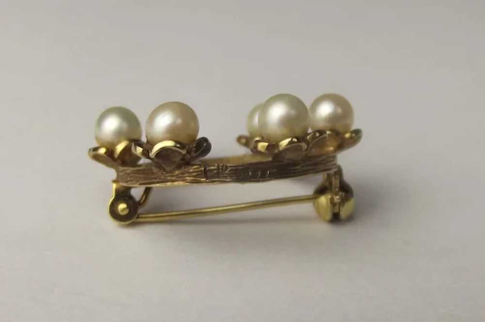 1980 London 9ct Yellow Gold & Pearl Brooch - image 4