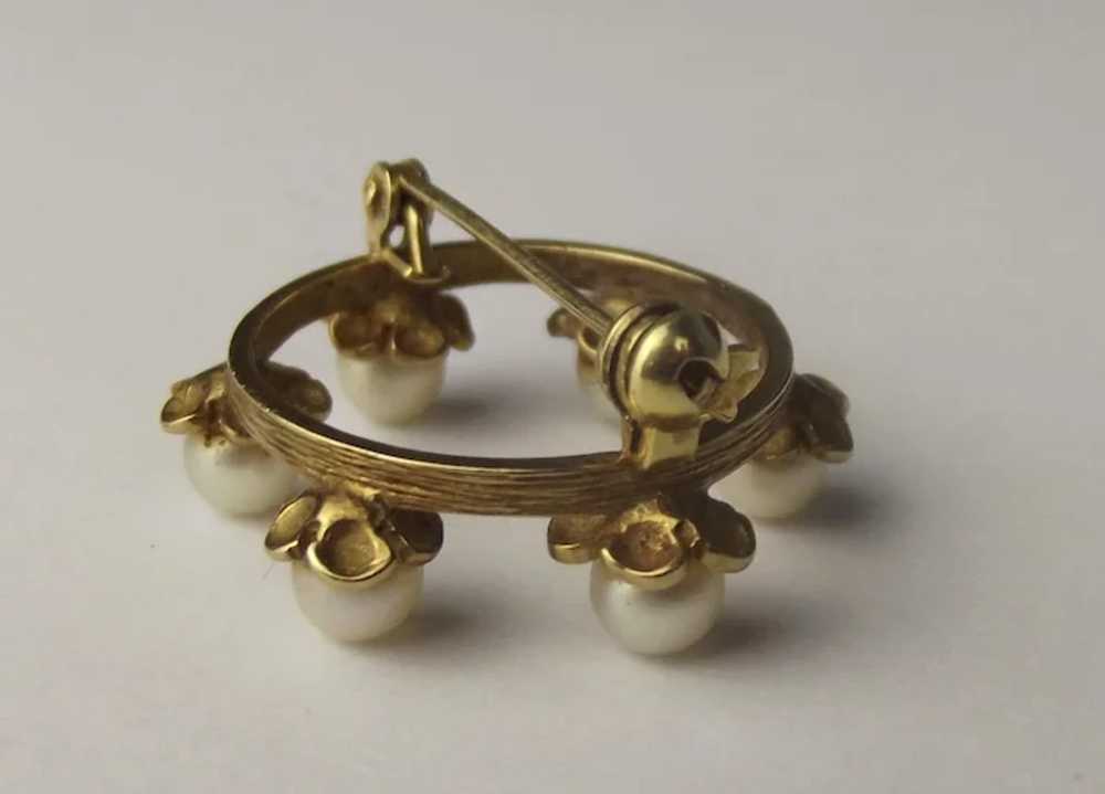 1980 London 9ct Yellow Gold & Pearl Brooch - image 5