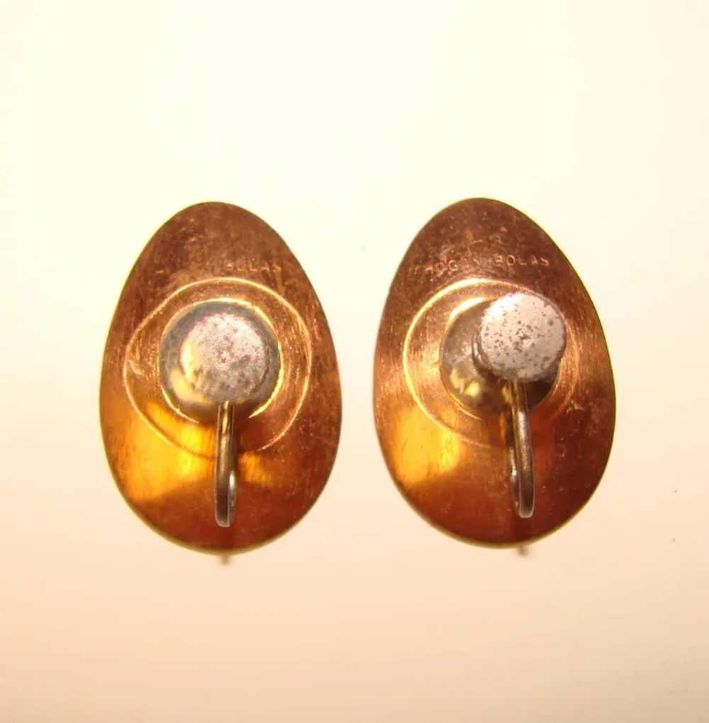 Fabulous HOGAN BOLAS Modernist Enamel Vintage Earrings - Gem