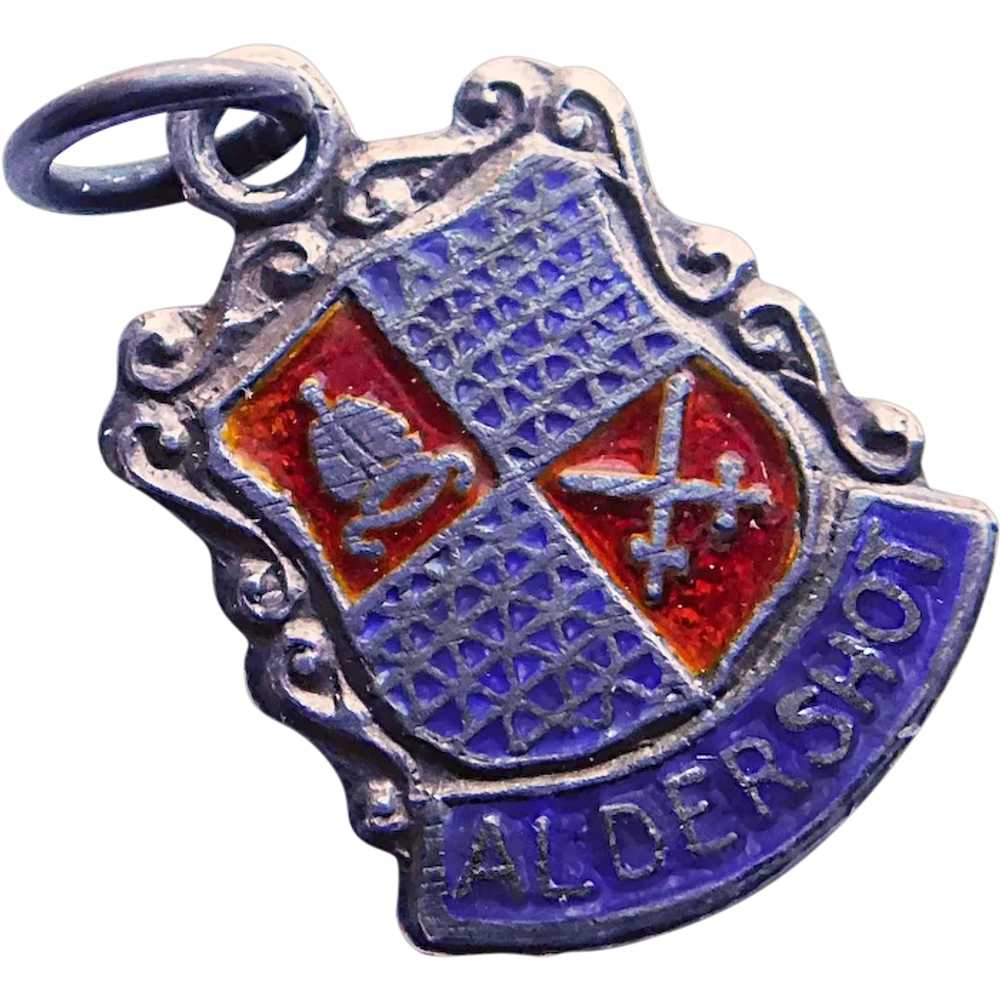 800 Silver & Enamel ALDERSHOT Charm - Souvenir of… - image 1