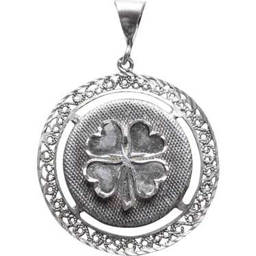 Sterling Four Leaf Clover Shamrock Vintage Pendant