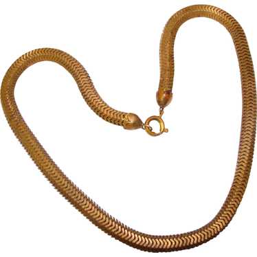 Fabulous 1940s Hexagon Snake Chain Necklace - image 1