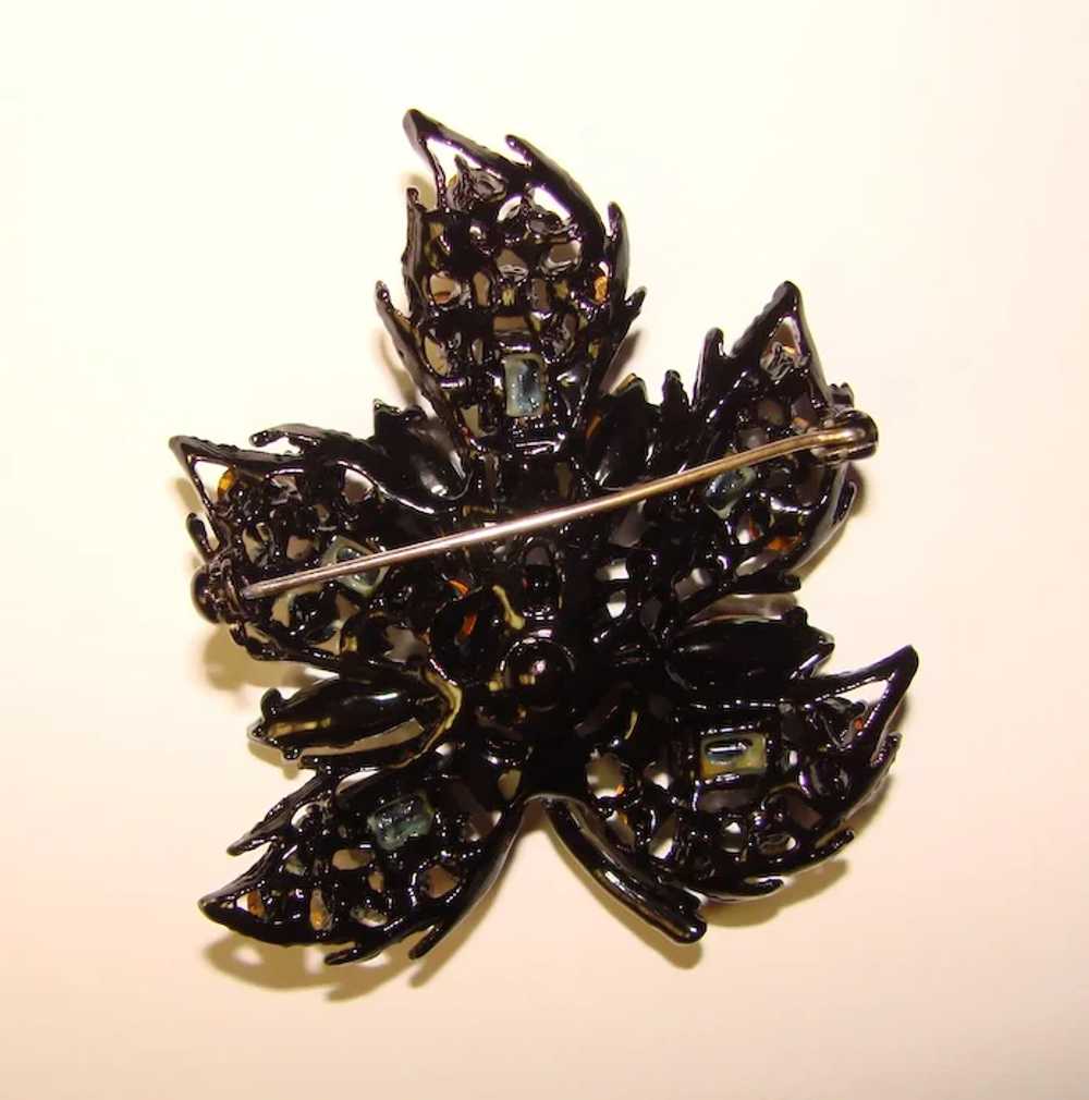 Fabulous BLACK on BLACK Vintage Rhinestone Brooch - image 2