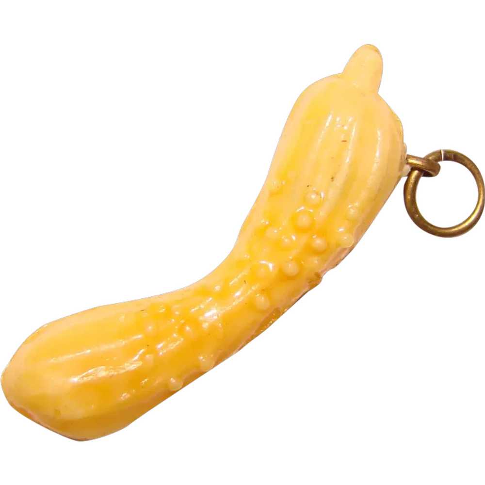 Vintage Celluloid SQUASH Vegetable Estate Charm - image 1