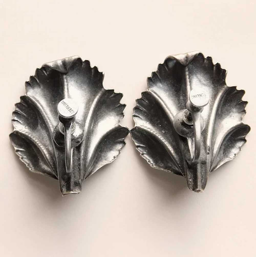 Gorgeous STERLING Lily Vintage Earrings - Screw B… - image 2