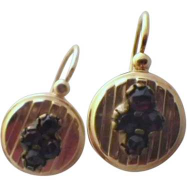 Antique Victorian 14 K Gold and Garnet Earrings - image 1