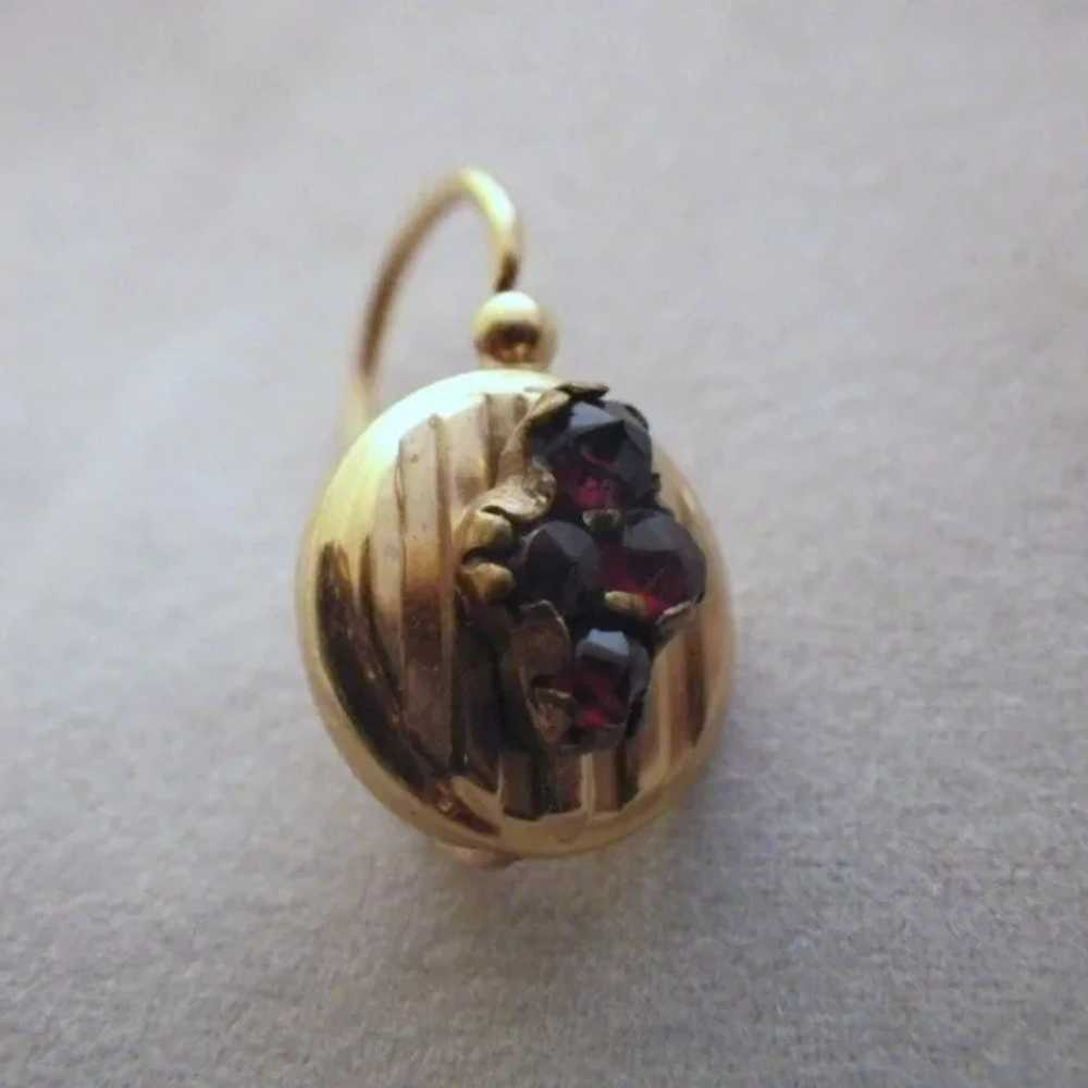 Antique Victorian 14 K Gold and Garnet Earrings - image 3