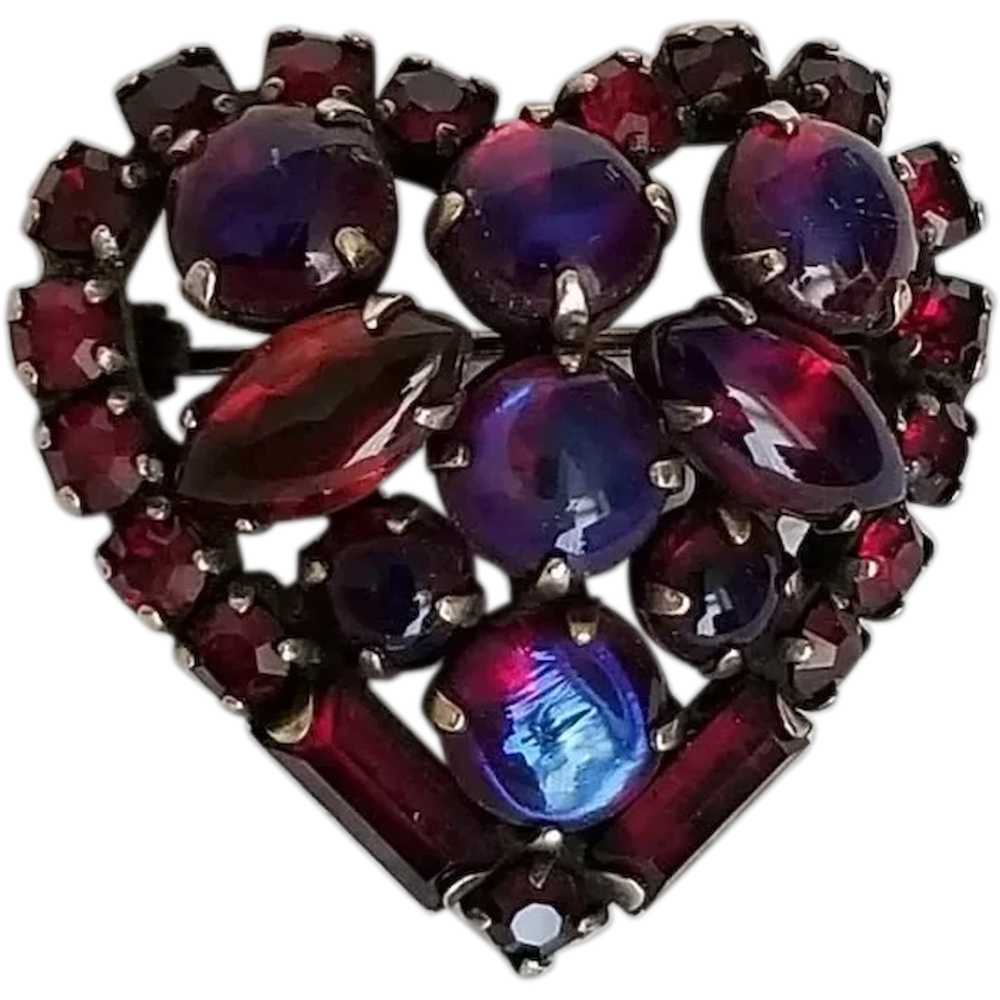 Antique Victorian Dragon's Breath Heart Brooch - image 1