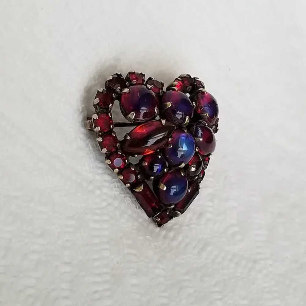 Antique Victorian Dragon's Breath Heart Brooch - image 3