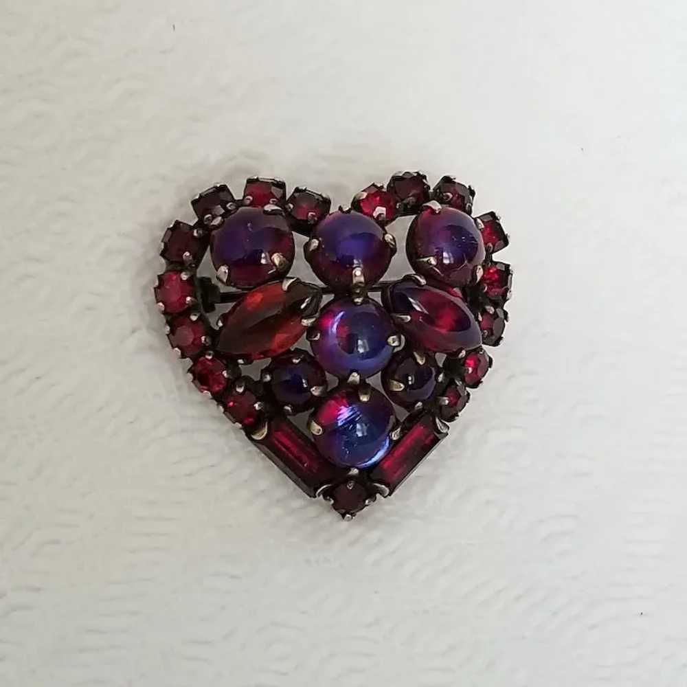 Antique Victorian Dragon's Breath Heart Brooch - image 4