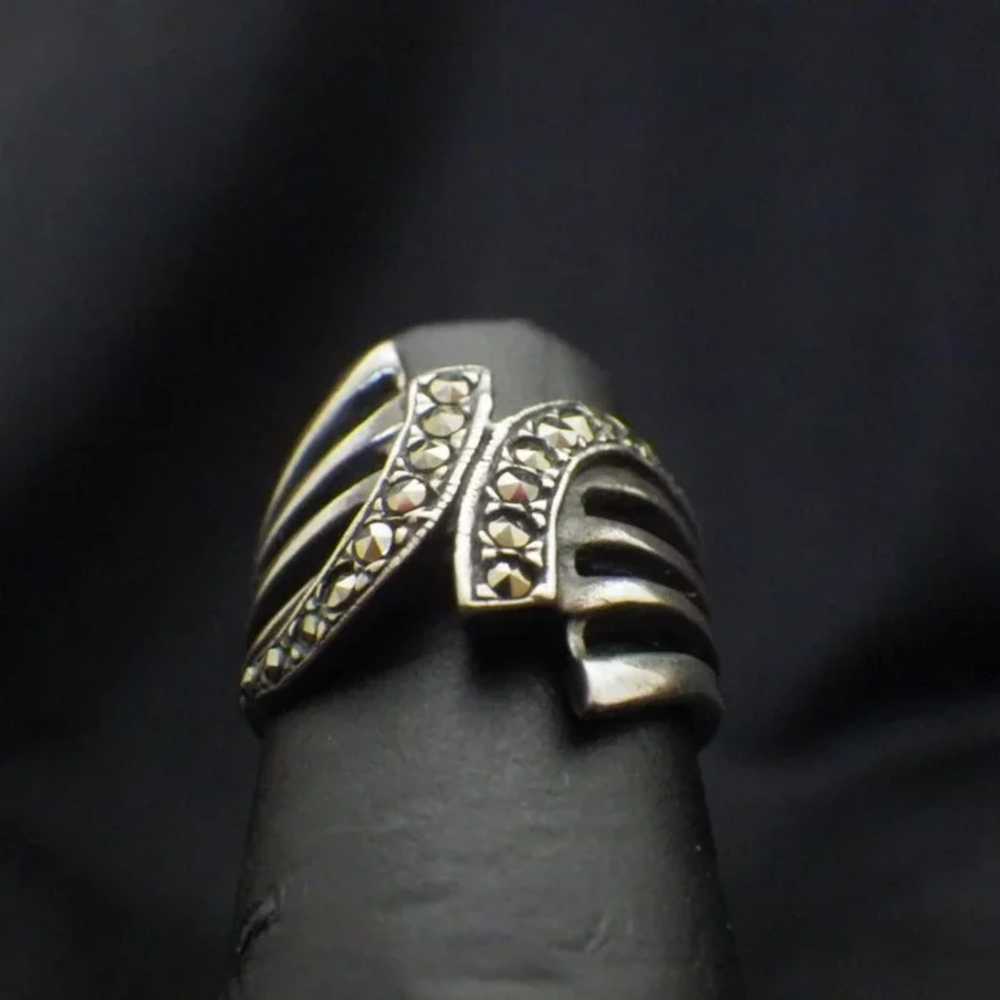 Vintage Sterling Silver and Marcasite Ring - image 2