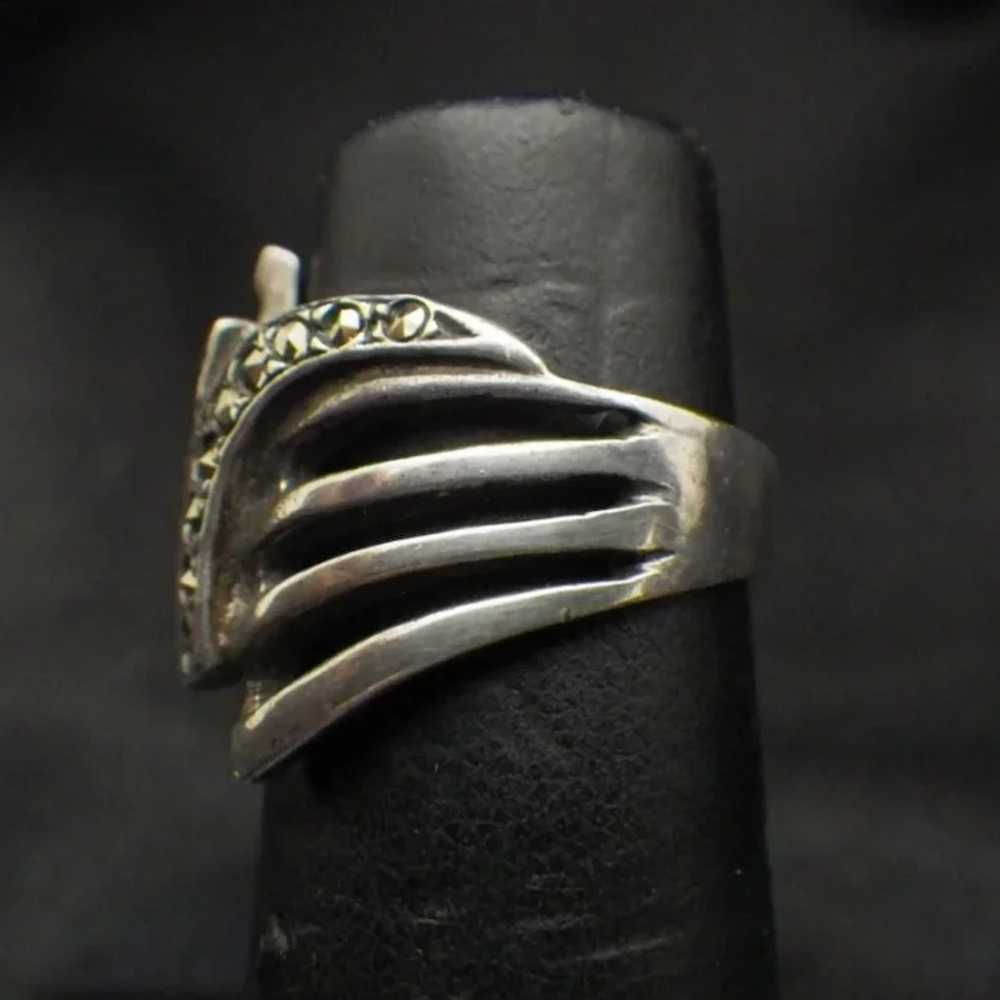 Vintage Sterling Silver and Marcasite Ring - image 4