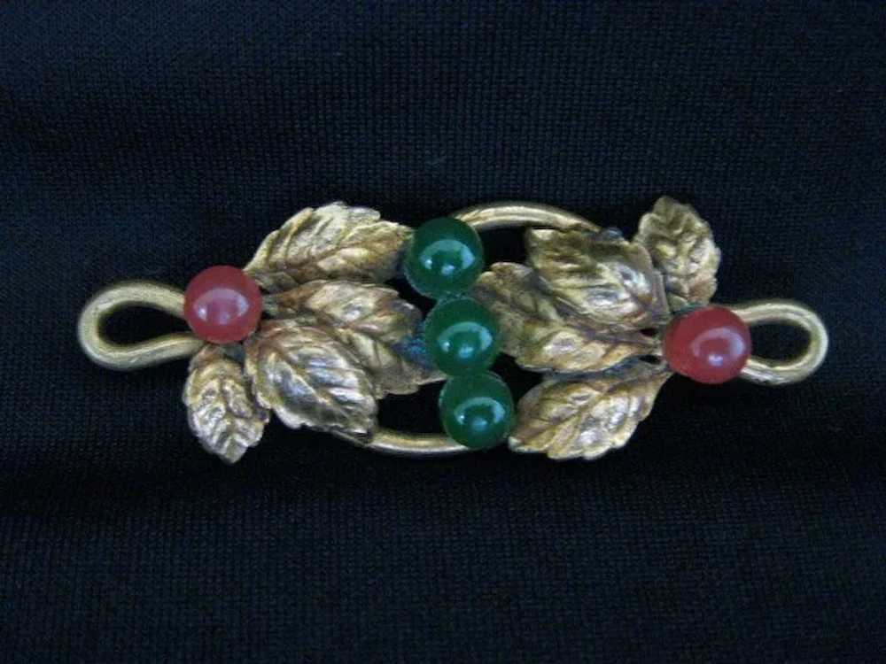 Antique Victorian Rolled Gold, Jade and Carnelian… - image 1