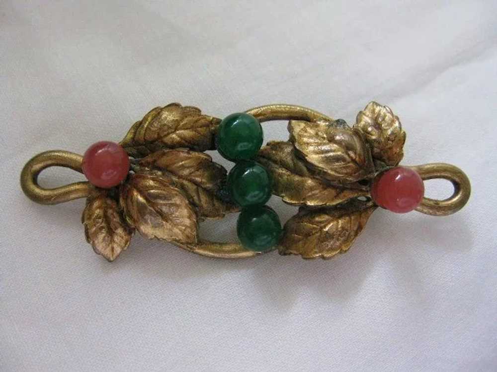 Antique Victorian Rolled Gold, Jade and Carnelian… - image 4