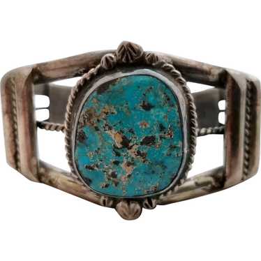 Vintage Navajo Sterling Silver and Turquoise Cuff… - image 1