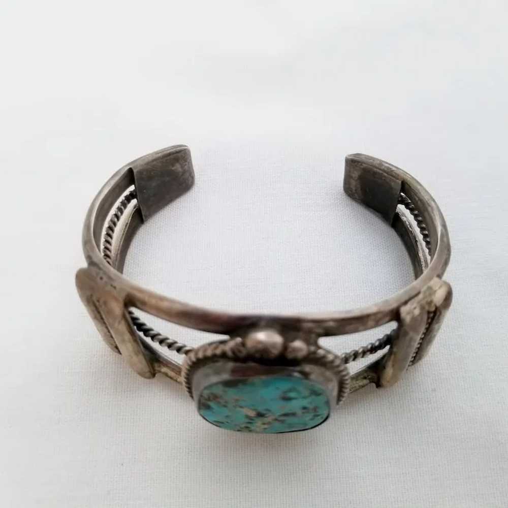 Vintage Navajo Sterling Silver and Turquoise Cuff… - image 2