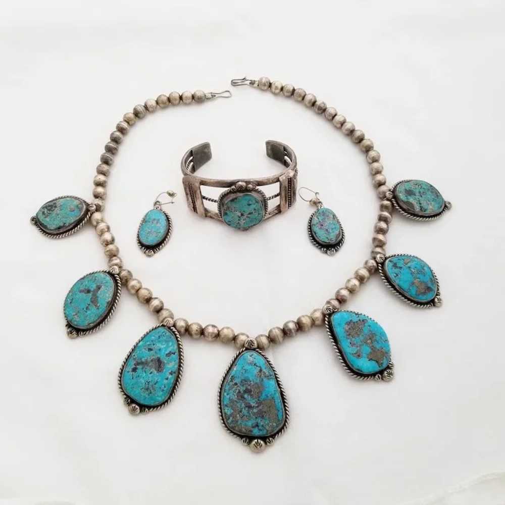 Vintage Navajo Sterling Silver and Turquoise Cuff… - image 4