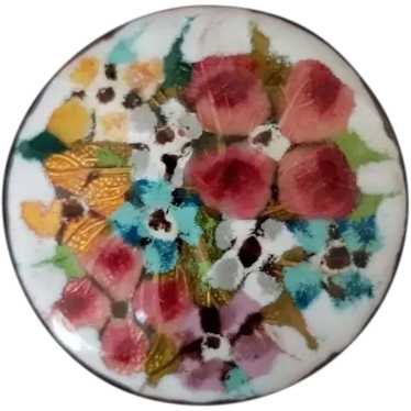 Vintage Hand Painted Artisan Enamel Brooch