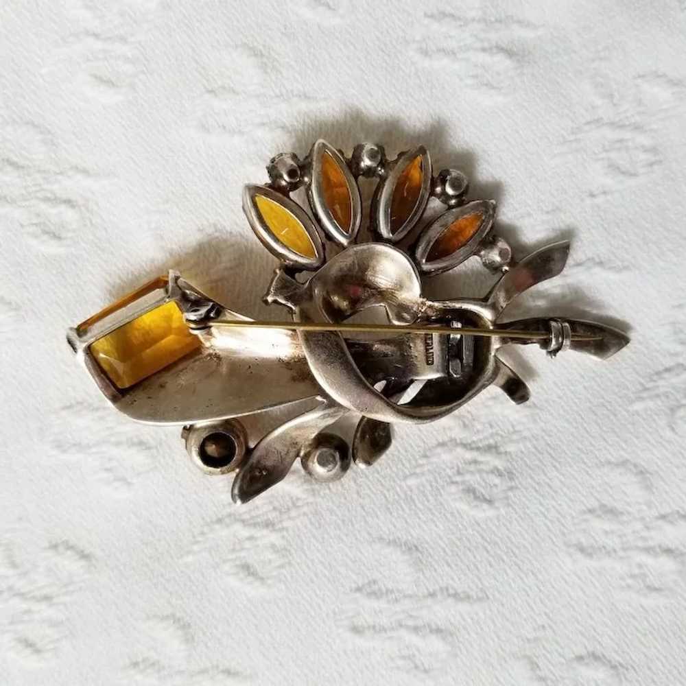 Vintage Signed Sterling Silver and Amber Torch Br… - image 6