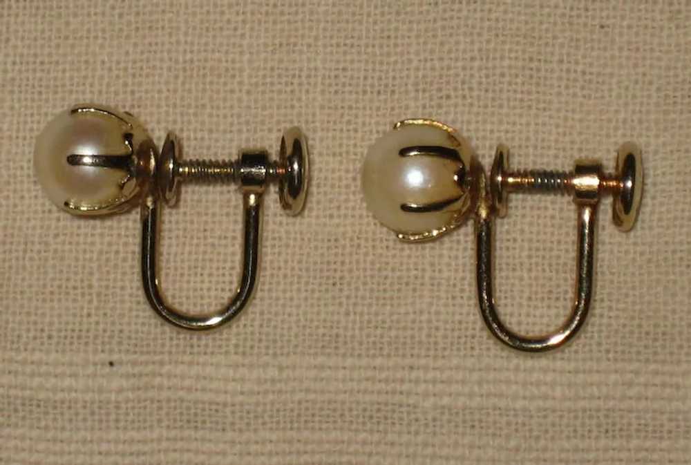 Vintage 12K Gold Filled Cultured Pearl Earrings i… - image 2