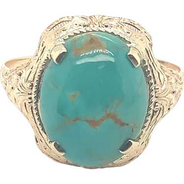 Vintage 10K 2.93 carat Turquoise Ring - image 1