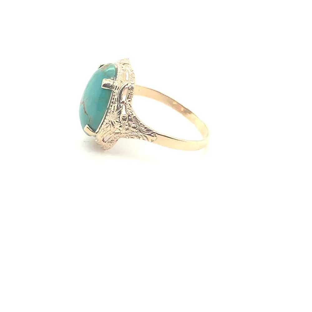 Vintage 10K 2.93 carat Turquoise Ring - image 2