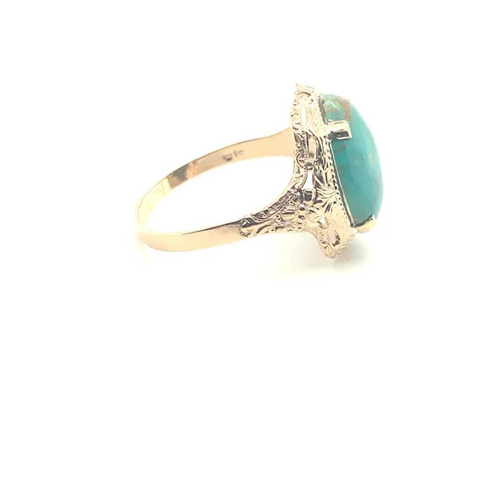 Vintage 10K 2.93 carat Turquoise Ring - image 3