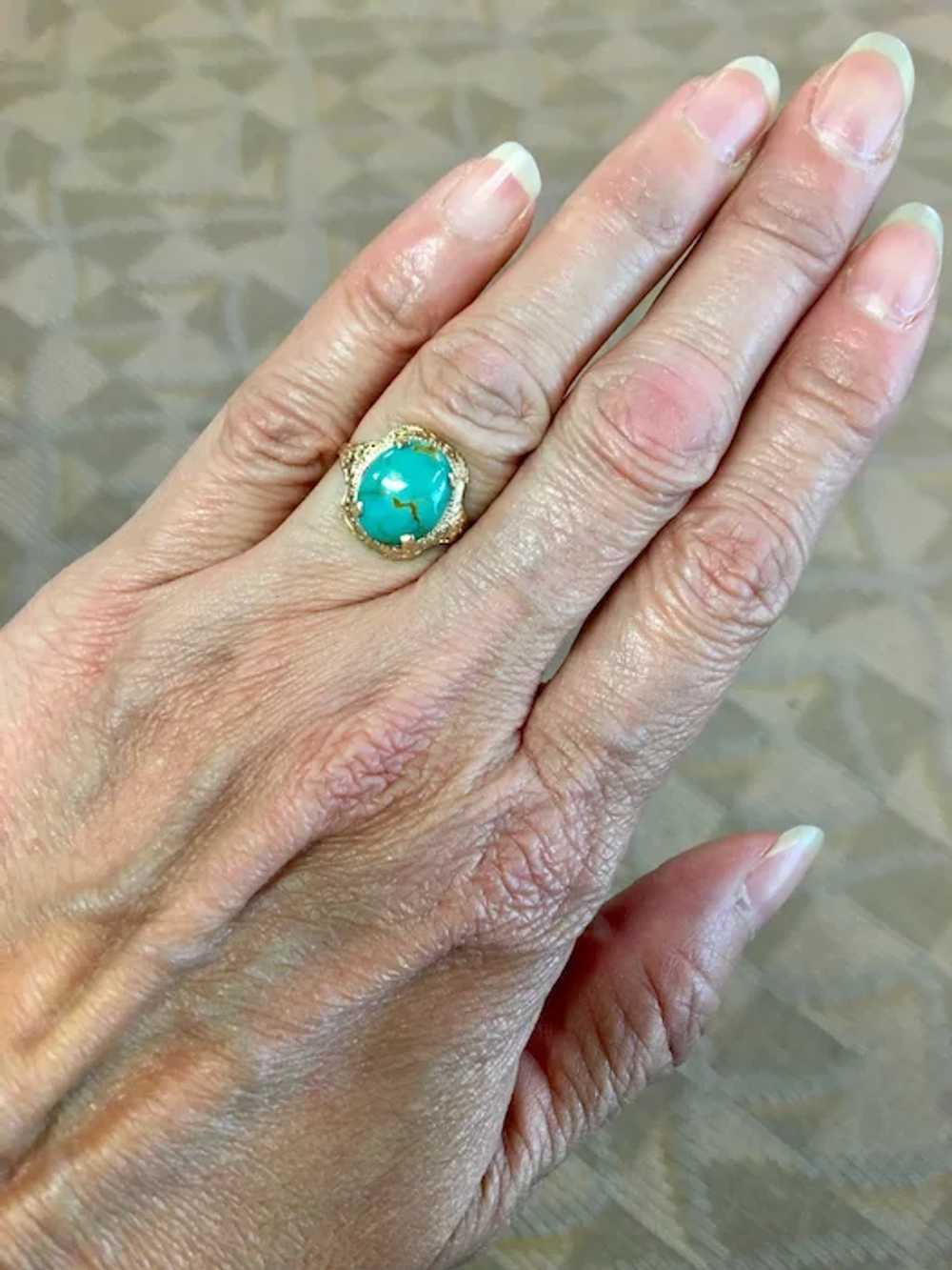 Vintage 10K 2.93 carat Turquoise Ring - image 6