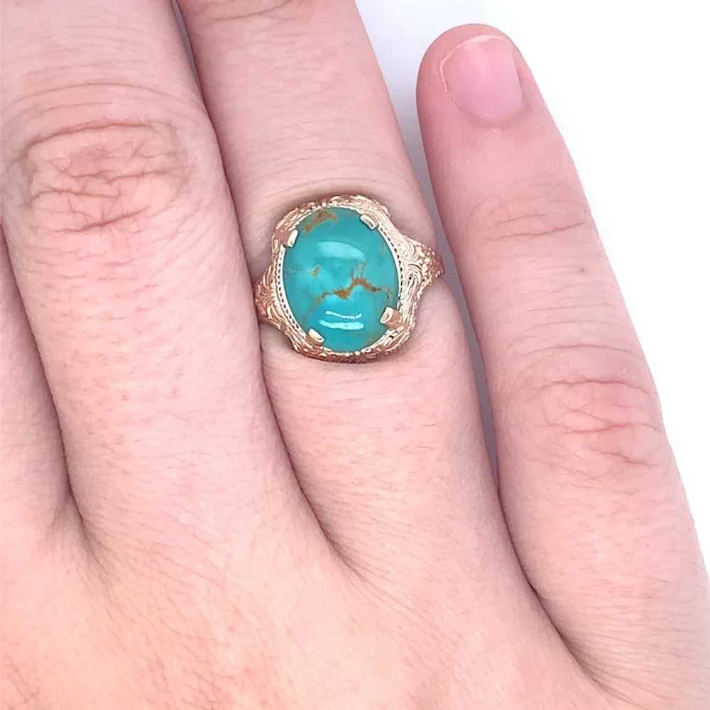 Vintage 10K 2.93 carat Turquoise Ring - image 7