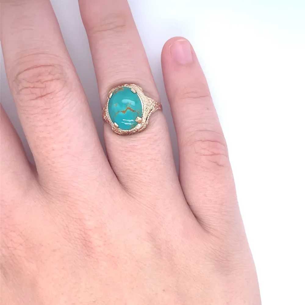 Vintage 10K 2.93 carat Turquoise Ring - image 8