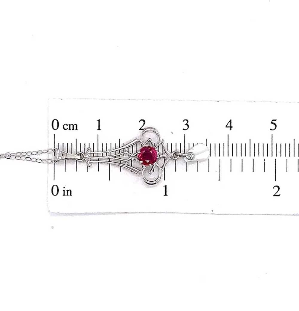 14K White Gold .43ct Ruby Lavaliere Pendant - image 6