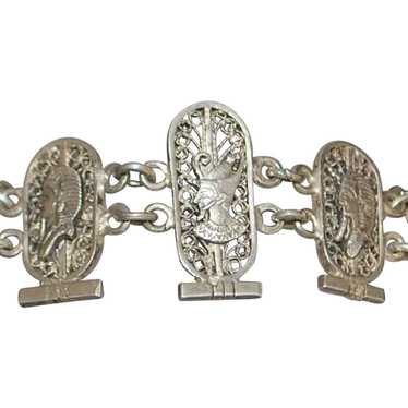 Egyptian 900 Silver Filigree Bracelet - 1920's - image 1