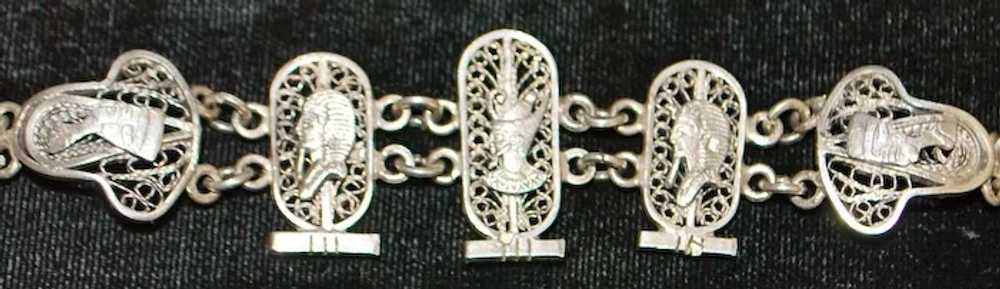 Egyptian 900 Silver Filigree Bracelet - 1920's - image 5