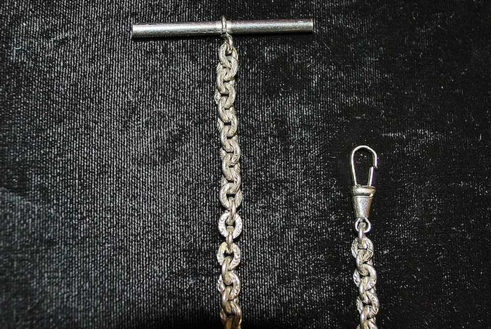 Engraved Nickel Silver Watch Chain - image 4