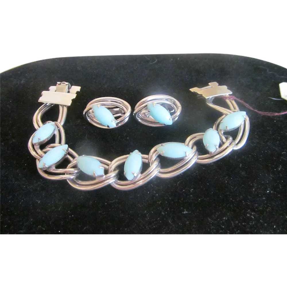 Lovely blue and silver bracelet and earring set - image 1