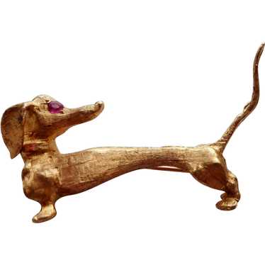 14K Dachshund Pin Brooch 6.4g