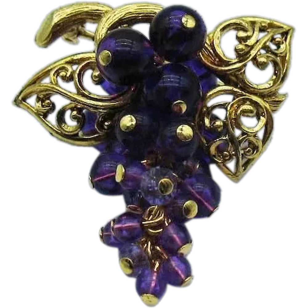 BOOK Signed Avon Vintage 1993 Fall Grapes Pin Bro… - image 1