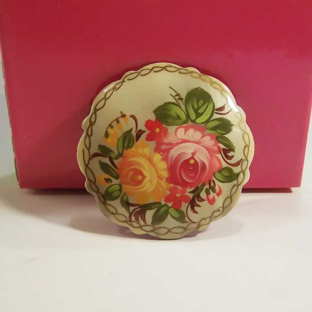 Vintage Russian Floral Lacquer  Pin Brooch - image 4