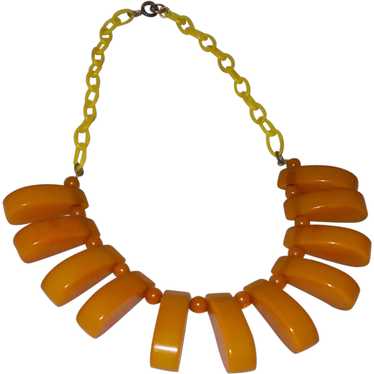Art Deco Celluloid Links and Bakelite Amber Color… - image 1