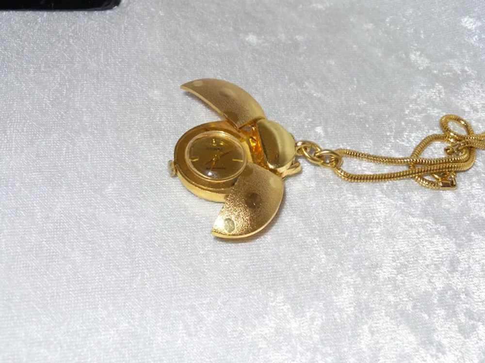 Vintage Gold Plate Lady Bug Watch on Chain - image 11