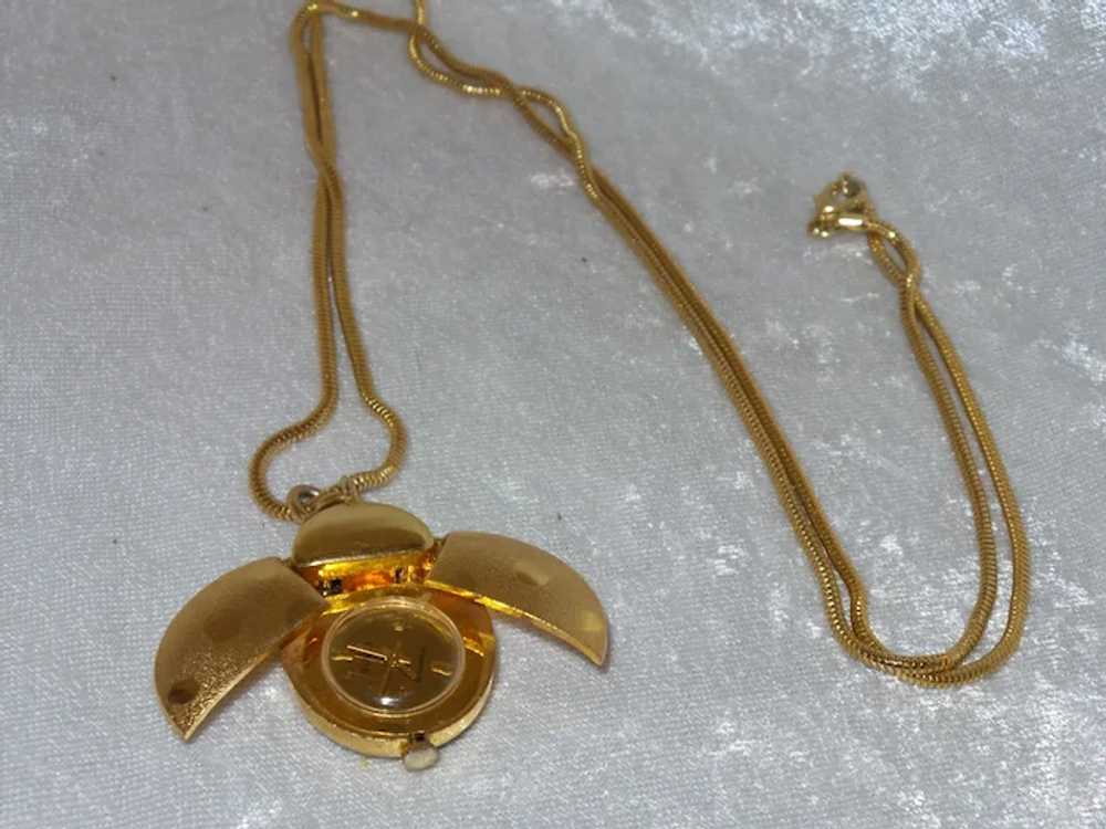 Vintage Gold Plate Lady Bug Watch on Chain - image 8