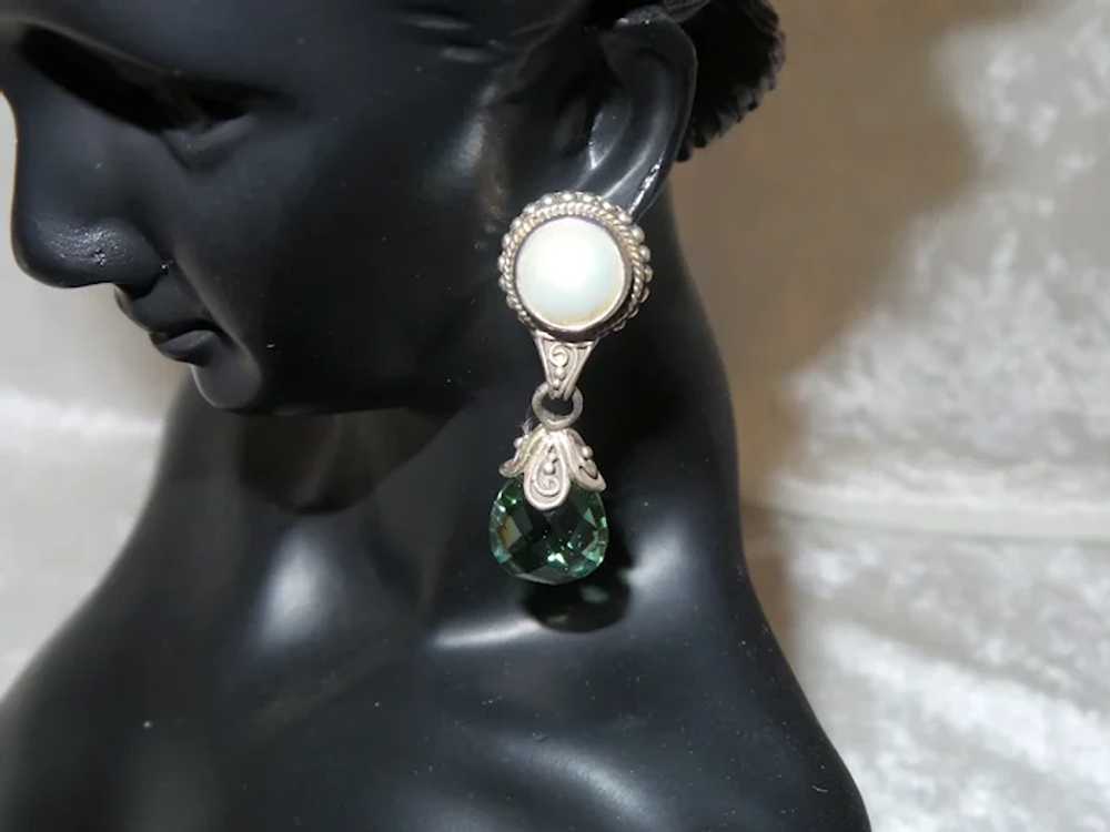 Bali Cultured Mabe' Pearl Pendant with Green Amet… - image 10