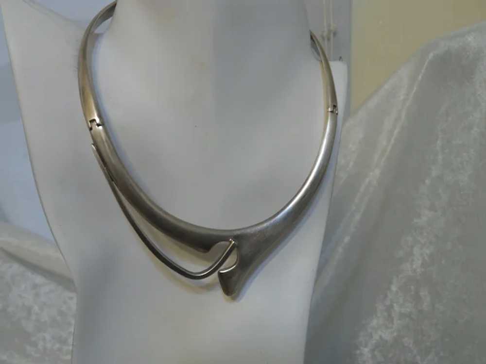 Signed Mexico TH-99 Silver Modernist Collar Choker - image 6