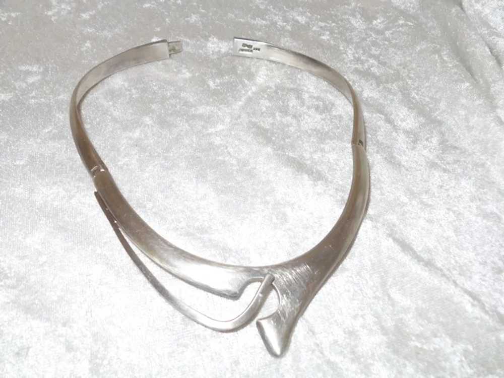 Signed Mexico TH-99 Silver Modernist Collar Choker - image 8