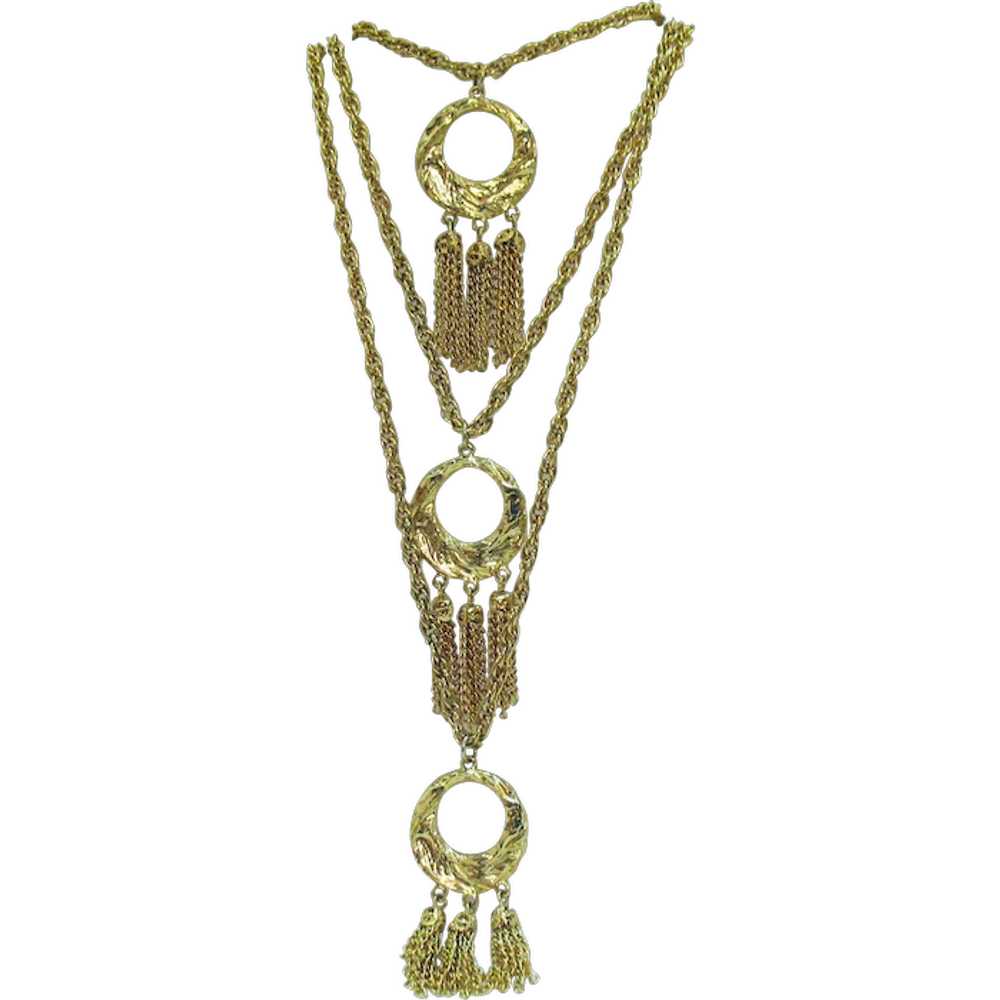 Amazing Three Tier Chain Vintage Costume Jewelry … - image 1