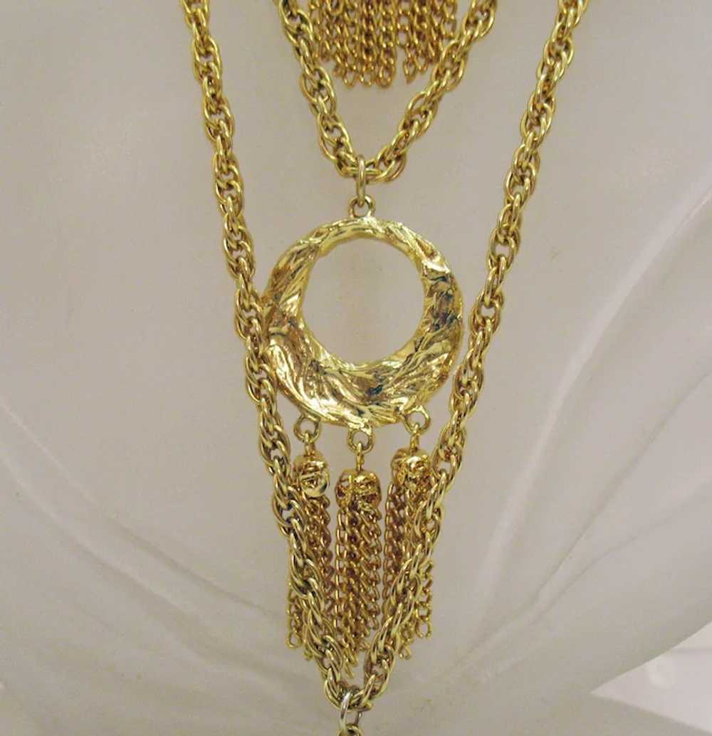 Amazing Three Tier Chain Vintage Costume Jewelry … - image 4